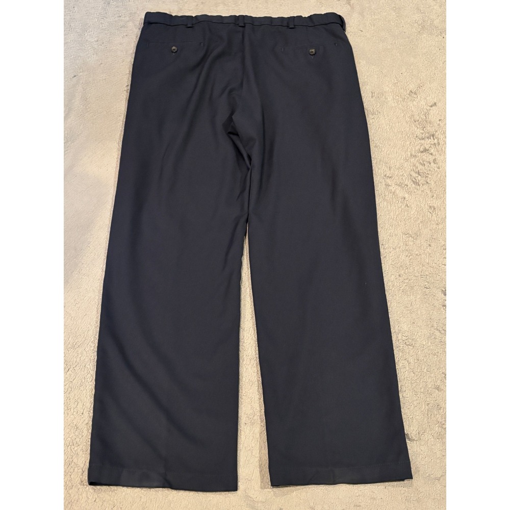 Haggar Cool 18 Pro Mens Navy Blue Classic Fit Dress Pants 42x32 Flat Front - Picture 8 of 9